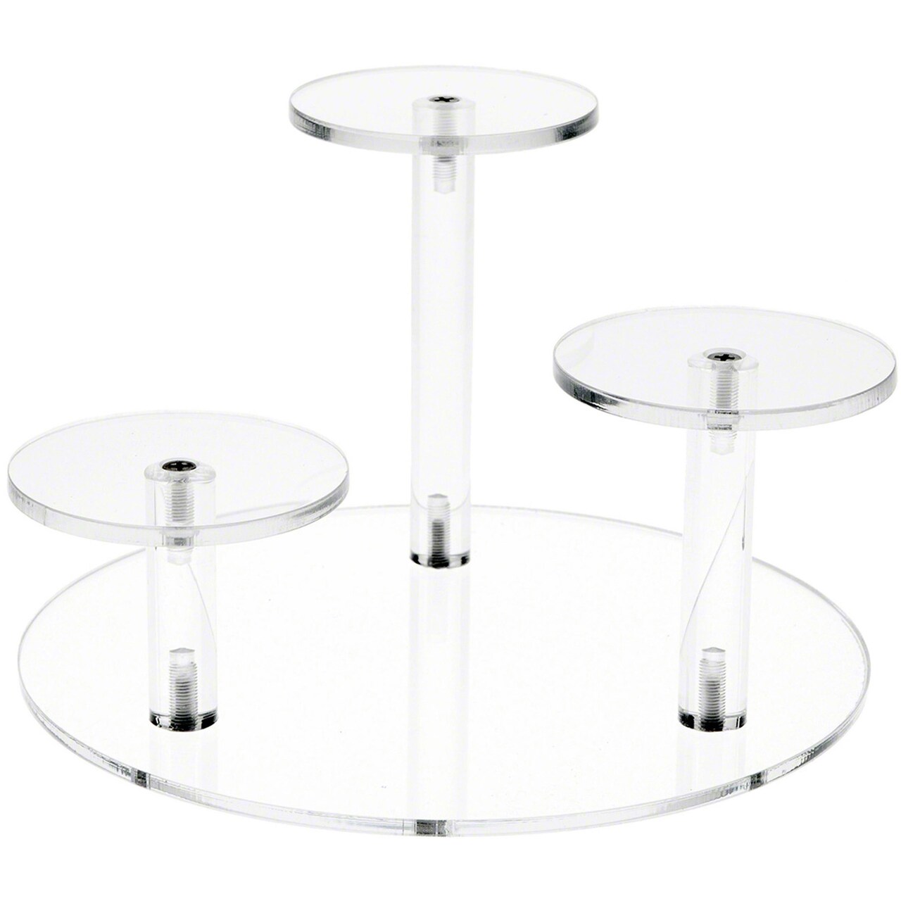 Plymor Clear Acrylic Round 8" Base Riser with 3 Round 3" Display Pedestals, 5" High